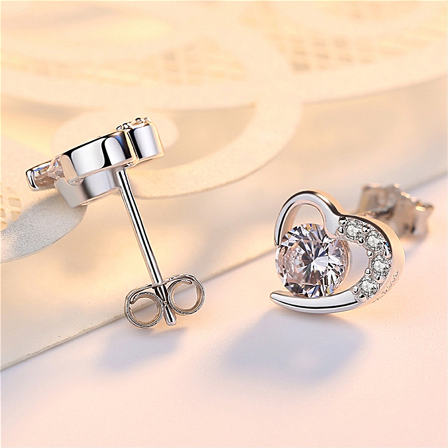 Soft Love Heart-shaped Sier Jewelry Ear Earrings