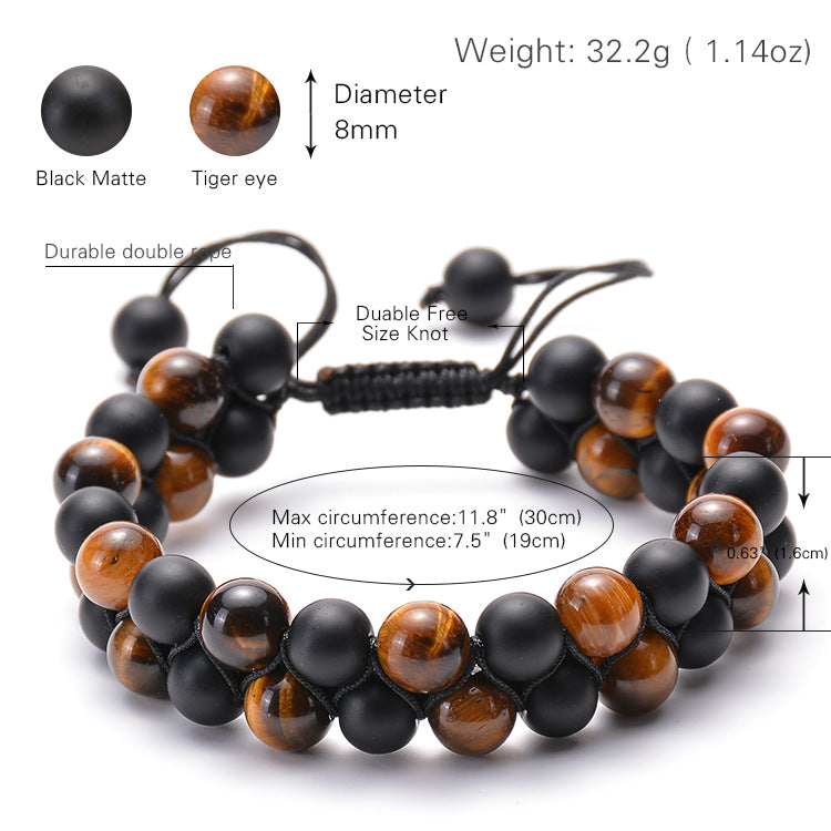 Ornament Tigereye Frosted Stone Double Row Natural Bracelets