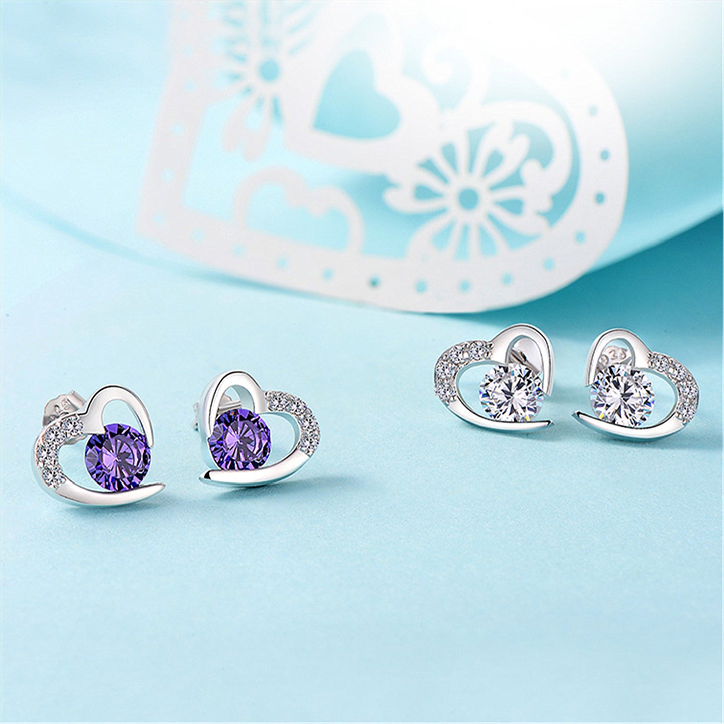 Soft Love Heart-shaped Sier Jewelry Ear Earrings