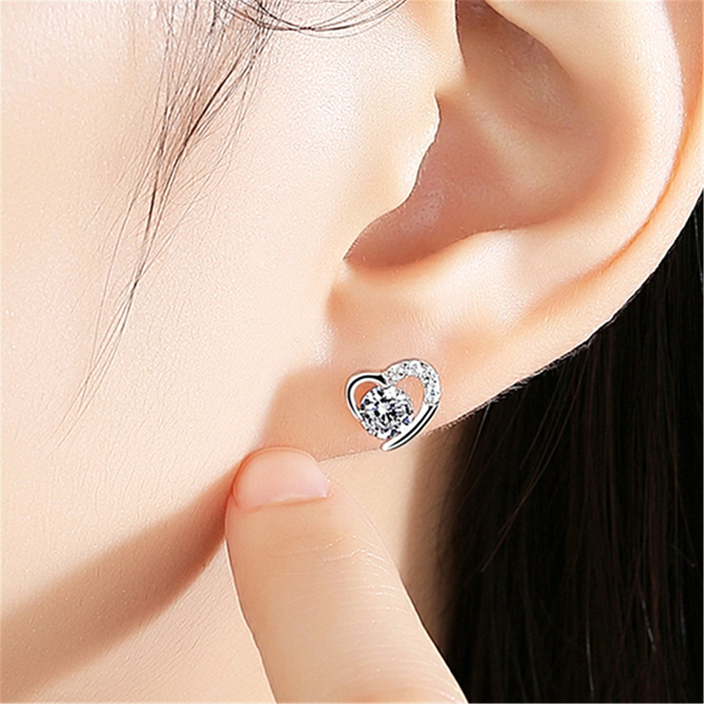 Soft Love Heart-shaped Sier Jewelry Ear Earrings