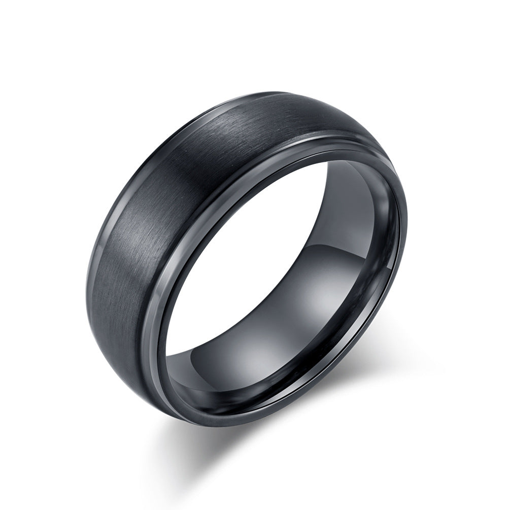 Men's Steel Matte Black Fashionable Man Simple Rings