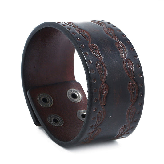Punk Retro Cattle Leather Versatile Simple Bracelet