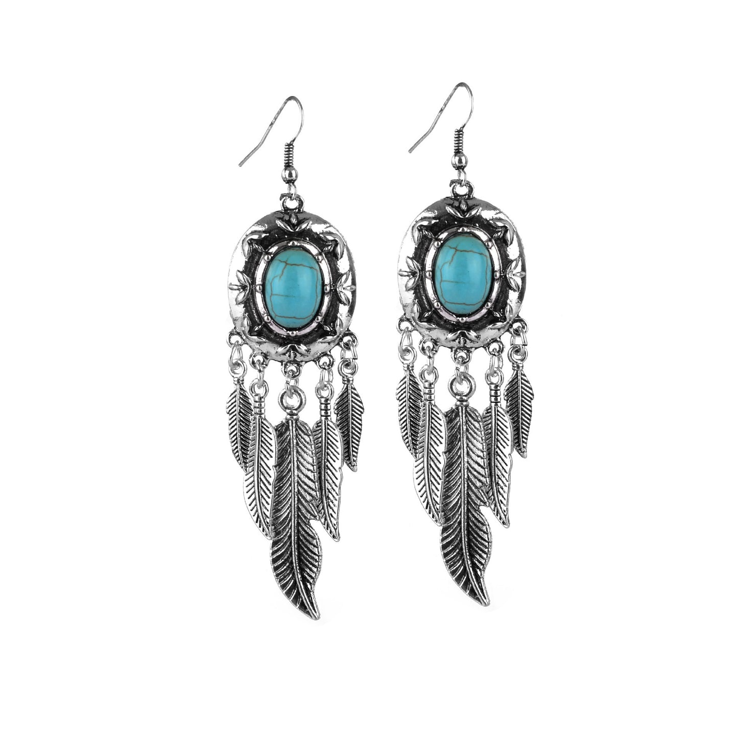 Match Temperament Electroplated Tassel Leaves Ear Stud Earrings