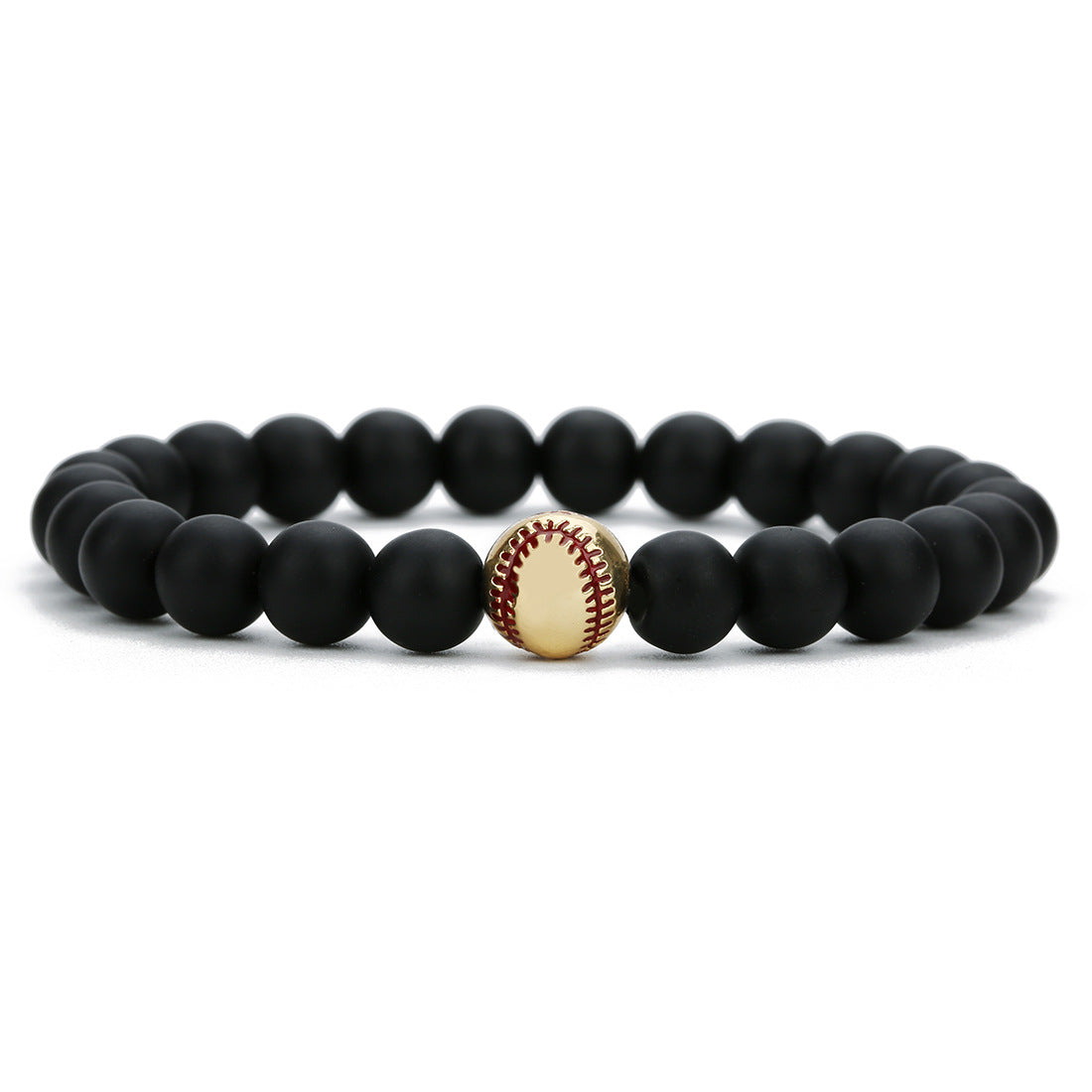 Men's Plating Baseball Volcanic Rock White Turquoise Bracelets