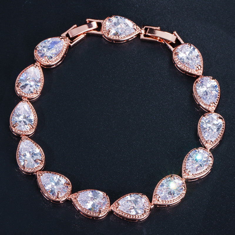 Women's Fashion Trendy Super Flash Drop-shaped Zircon Bracelet