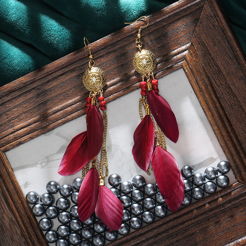 Classic Retro Tassel Feather Your Daisy Earrings