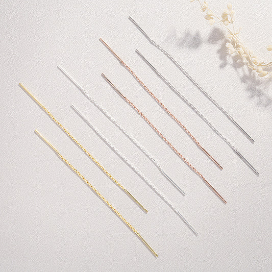 Sterling Sier Keel Chain Tassel Double Needle Ear Line