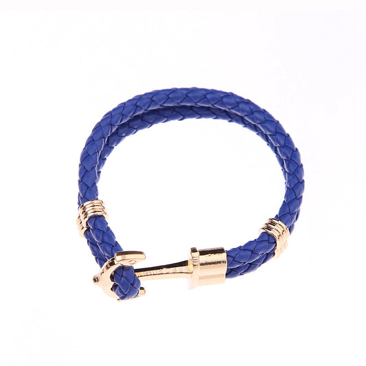 Men's Creative Fashion Boat Anchor Leather Cord Couple Bracelets