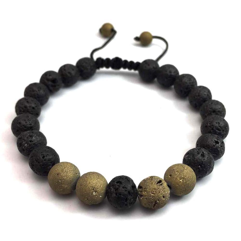 Couple Cover Beads Volcanic Rock White Turquoise Handmade Bracelet