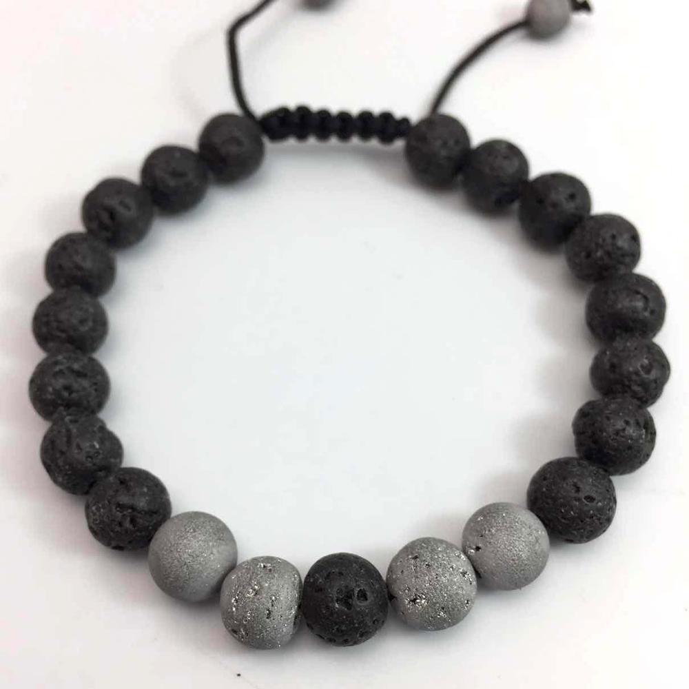 Couple Cover Beads Volcanic Rock White Turquoise Handmade Bracelet