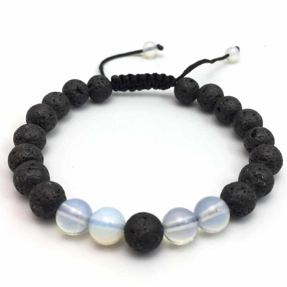 Couple Cover Beads Volcanic Rock White Turquoise Handmade Bracelet
