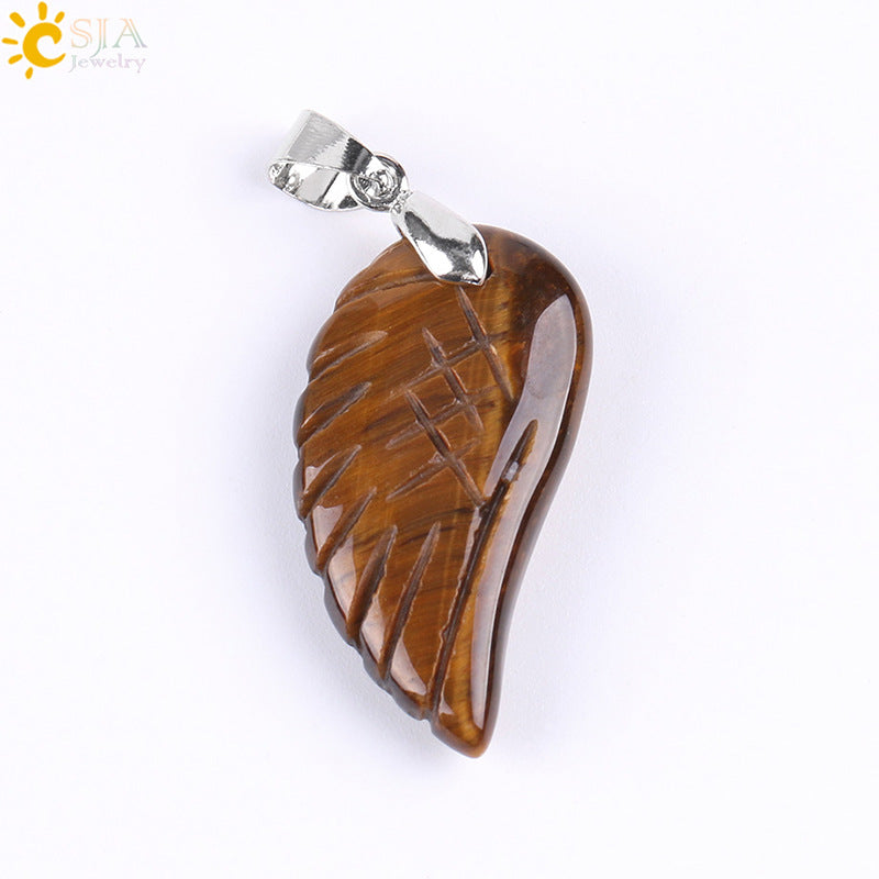 Women's & Men's Crystal Stone Angel Wings Ornament Blue Pendants