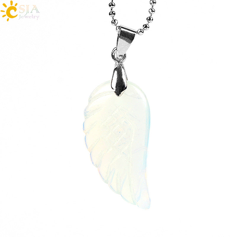 Women's & Men's Crystal Stone Angel Wings Ornament Blue Pendants