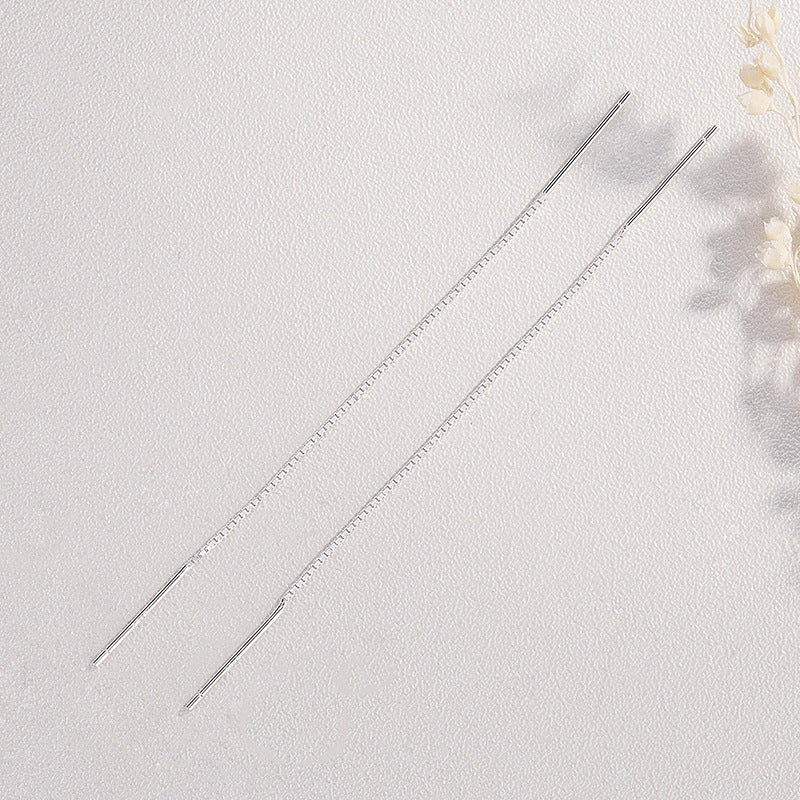 Sterling Sier Keel Chain Tassel Double Needle Ear Line