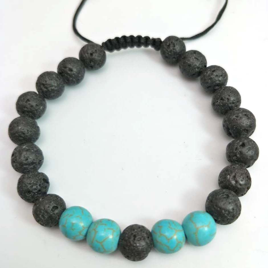 Couple Cover Beads Volcanic Rock White Turquoise Handmade Bracelet