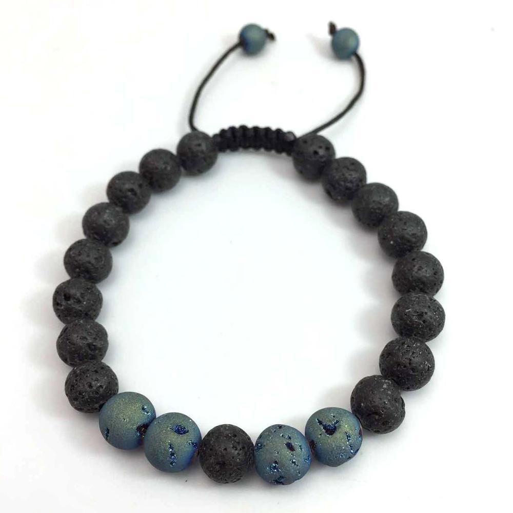 Couple Cover Beads Volcanic Rock White Turquoise Handmade Bracelet