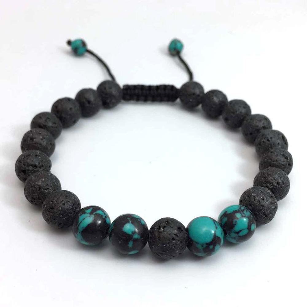Couple Cover Beads Volcanic Rock White Turquoise Handmade Bracelet