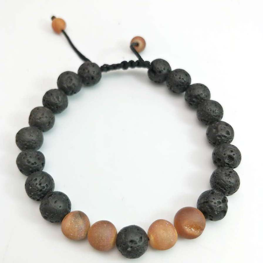 Couple Cover Beads Volcanic Rock White Turquoise Handmade Bracelet
