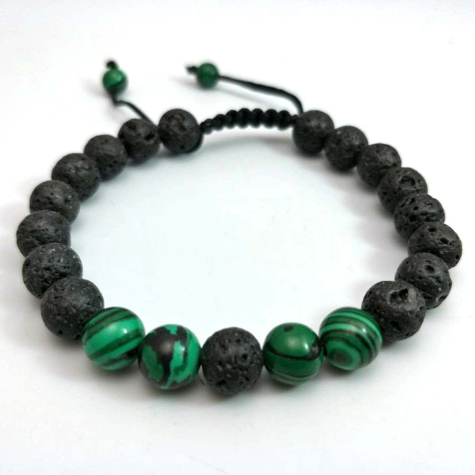 Couple Cover Beads Volcanic Rock White Turquoise Handmade Bracelet