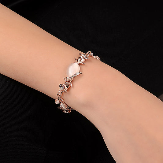 Women's Opal Leaf Temperament Wild Rose Gold Bracelet