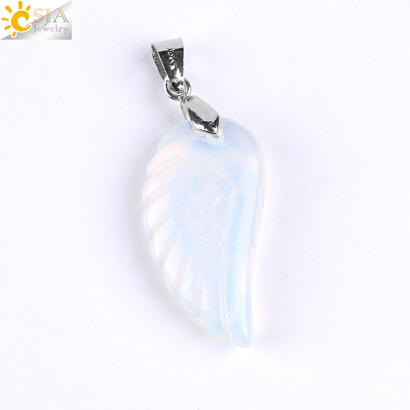 Women's & Men's Crystal Stone Angel Wings Ornament Blue Pendants