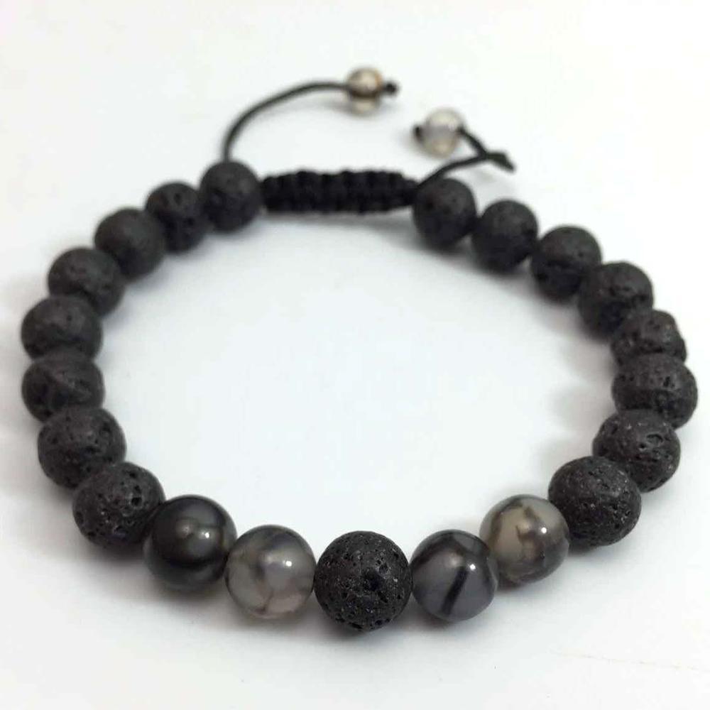 Couple Cover Beads Volcanic Rock White Turquoise Handmade Bracelet