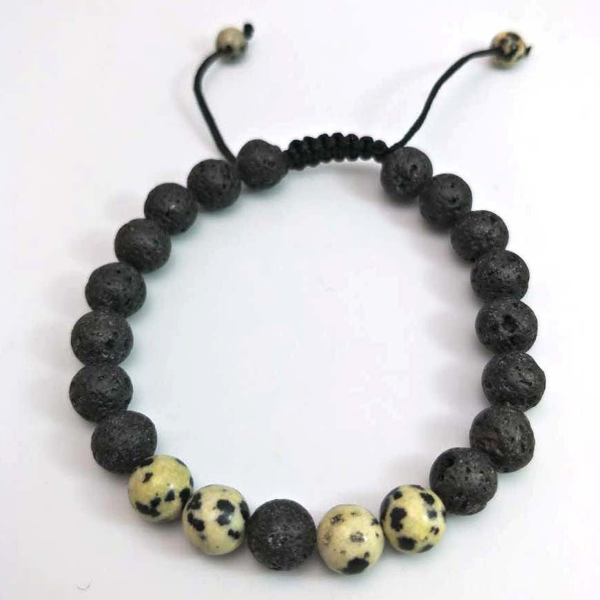 Couple Cover Beads Volcanic Rock White Turquoise Handmade Bracelet