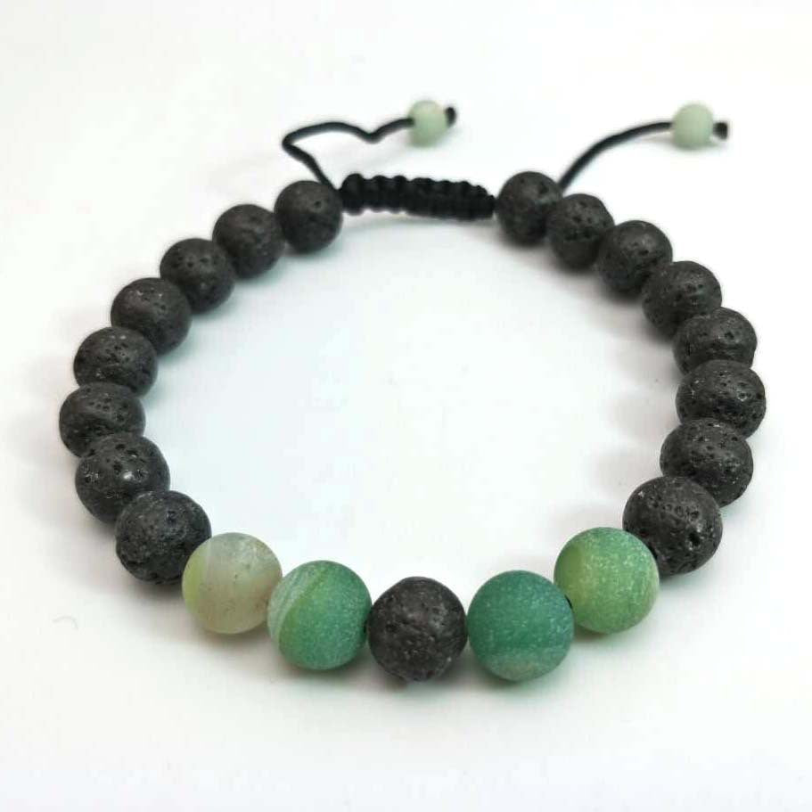 Couple Cover Beads Volcanic Rock White Turquoise Handmade Bracelet