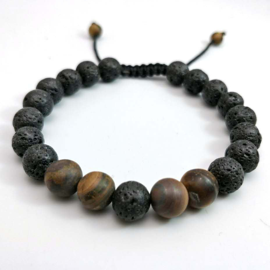Couple Cover Beads Volcanic Rock White Turquoise Handmade Bracelet