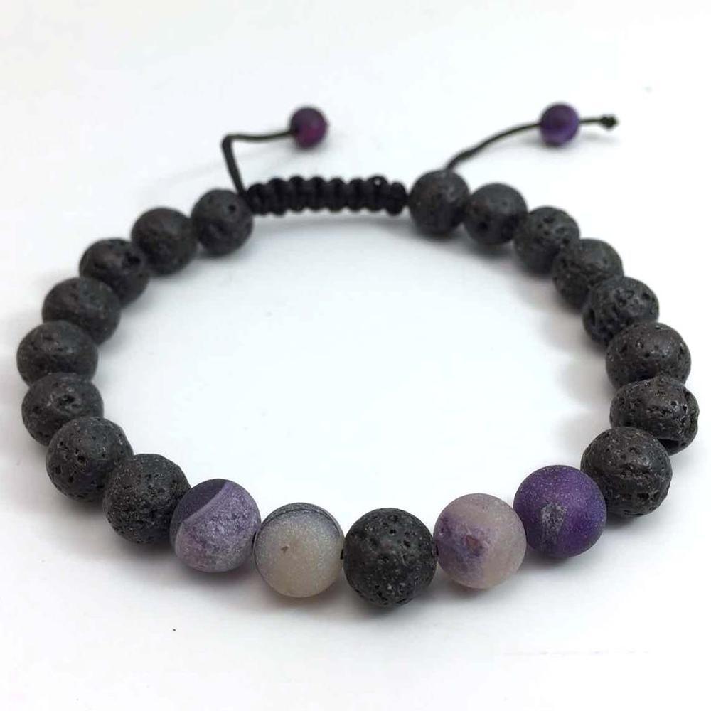 Couple Cover Beads Volcanic Rock White Turquoise Handmade Bracelet