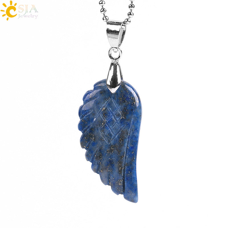 Women's & Men's Crystal Stone Angel Wings Ornament Blue Pendants