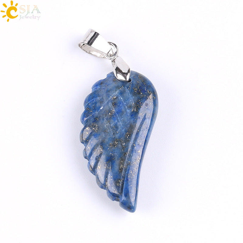 Women's & Men's Crystal Stone Angel Wings Ornament Blue Pendants