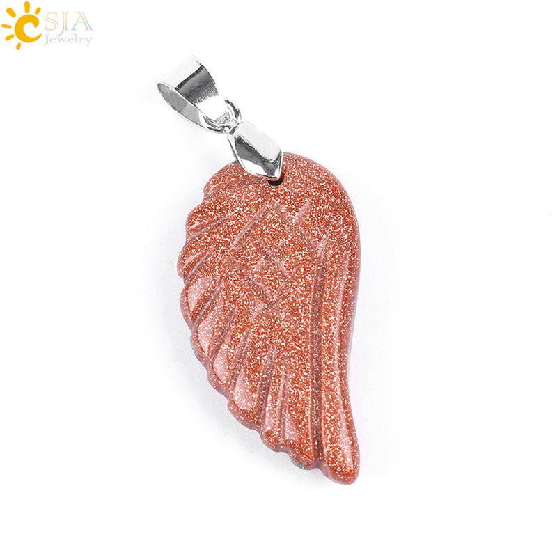 Women's & Men's Crystal Stone Angel Wings Ornament Blue Pendants