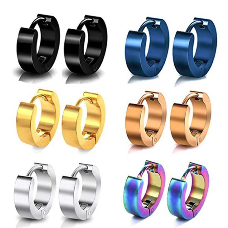 Color Suit Stainless Steel Male Dumbbell Earrings