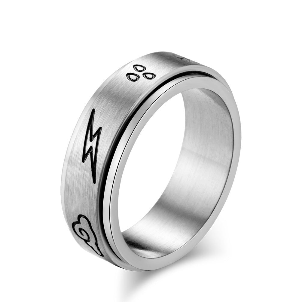 Steel Rotating Couple Natural Weather Sun Moon Star Cloud Rings