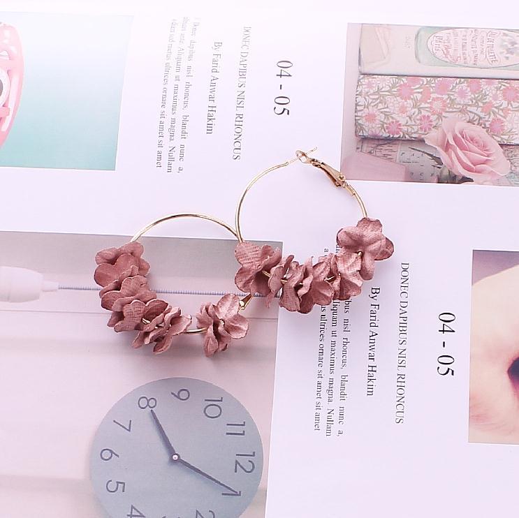 Ear Korean Fashion Temperament Female Fabric Flower Rings