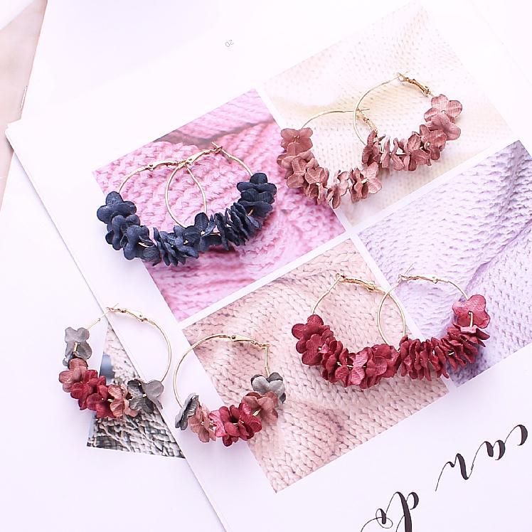 Ear Korean Fashion Temperament Female Fabric Flower Rings