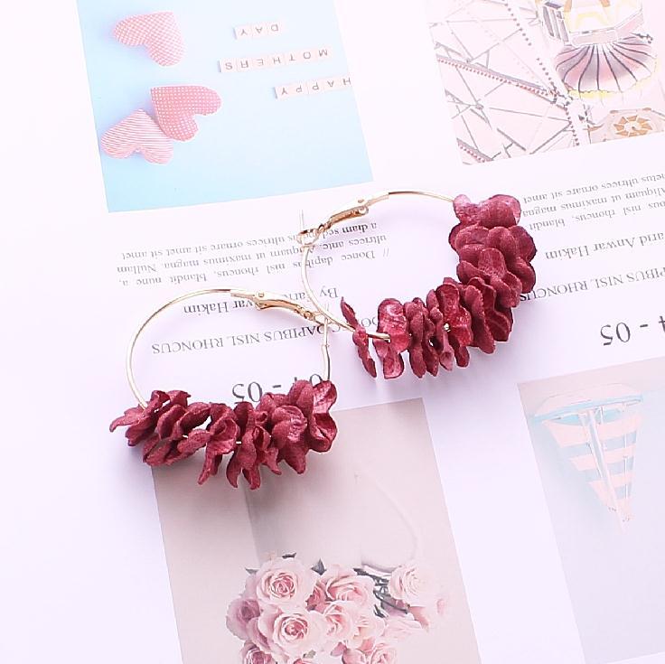 Ear Korean Fashion Temperament Female Fabric Flower Rings