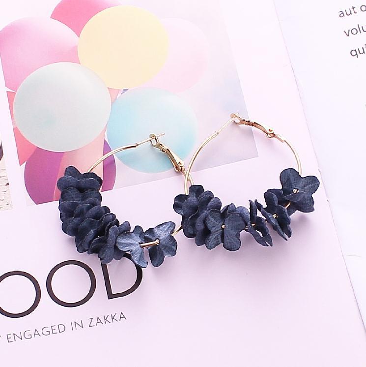 Ear Korean Fashion Temperament Female Fabric Flower Rings