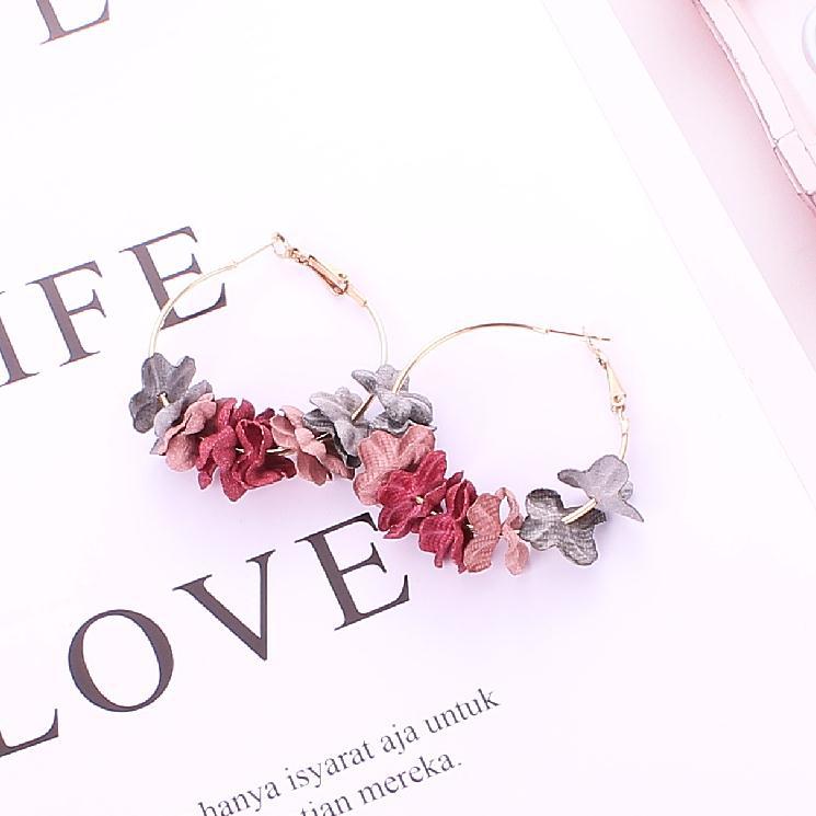 Ear Korean Fashion Temperament Female Fabric Flower Rings