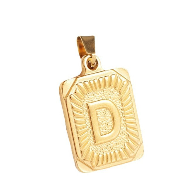 Gold English Letter Tag Simple Sweater Pendants