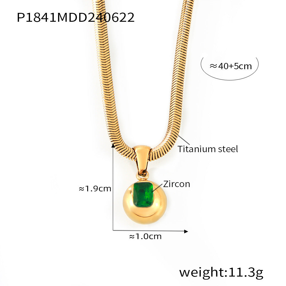Zircon Titanium Steel Gold Plated Geometric Necklace
