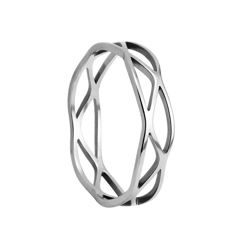 Women's & Men's Simple Cutting Titanium Steel Hollow Cross Ring