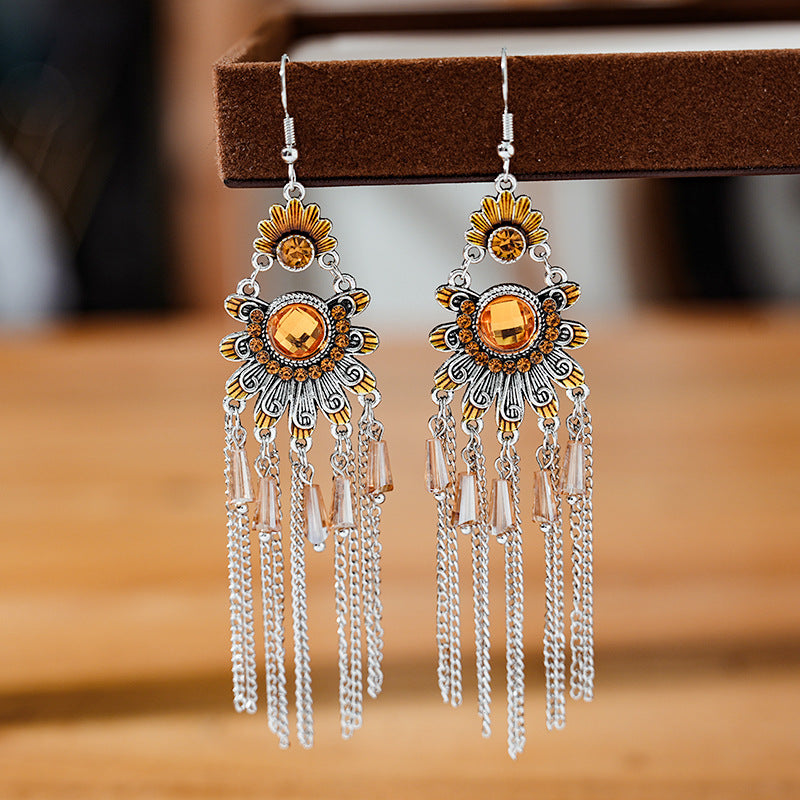Chinese Style Crystal Long Chain Alloy Your Earrings