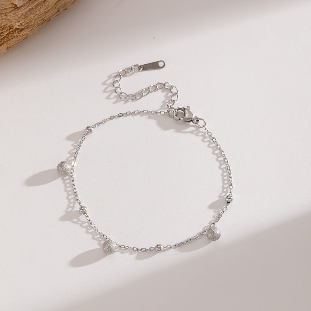 Women's Frosted Titanium Steel Metal Ball Light Luxury Bracelet
