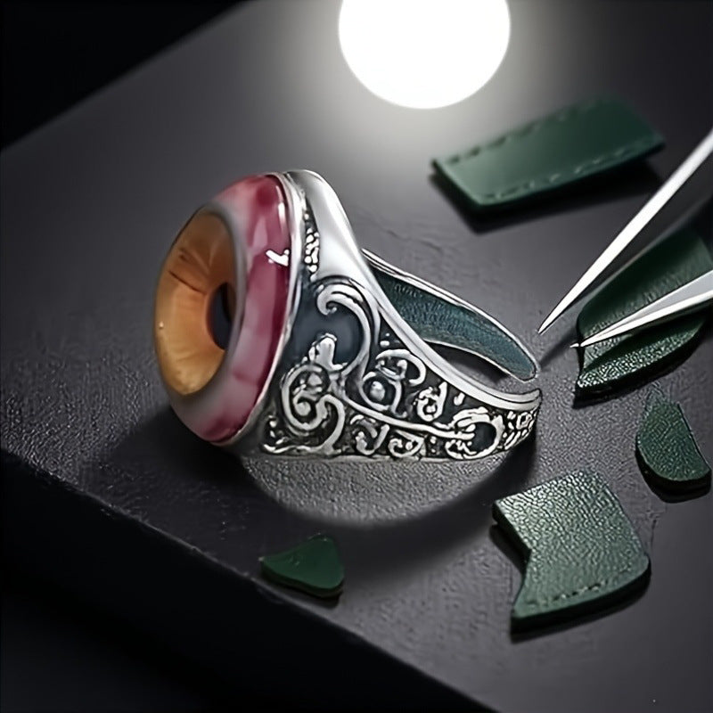 Exaggerated Realistic Red Eye Opening Domineering Retro Ring