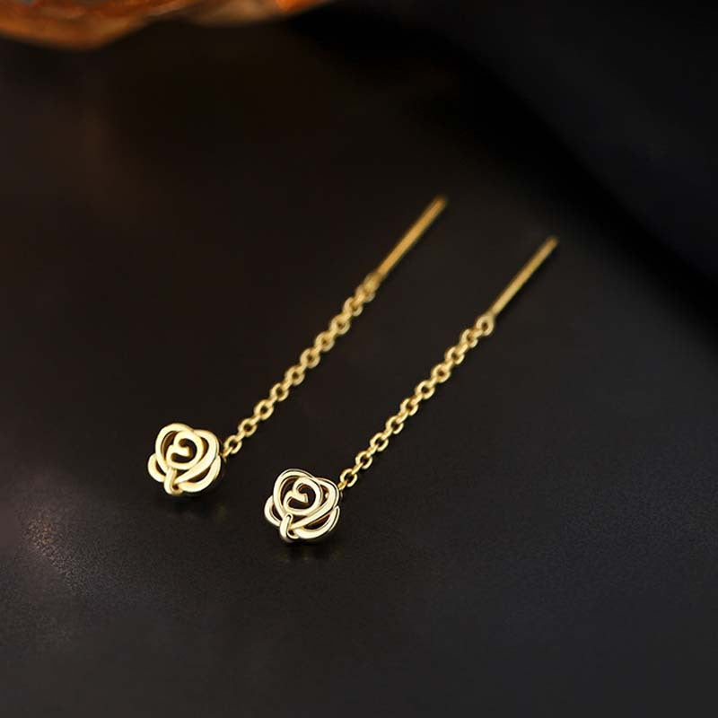 Rose Trendy Early Spring Face Slimming Long Female Hollow Ear Line