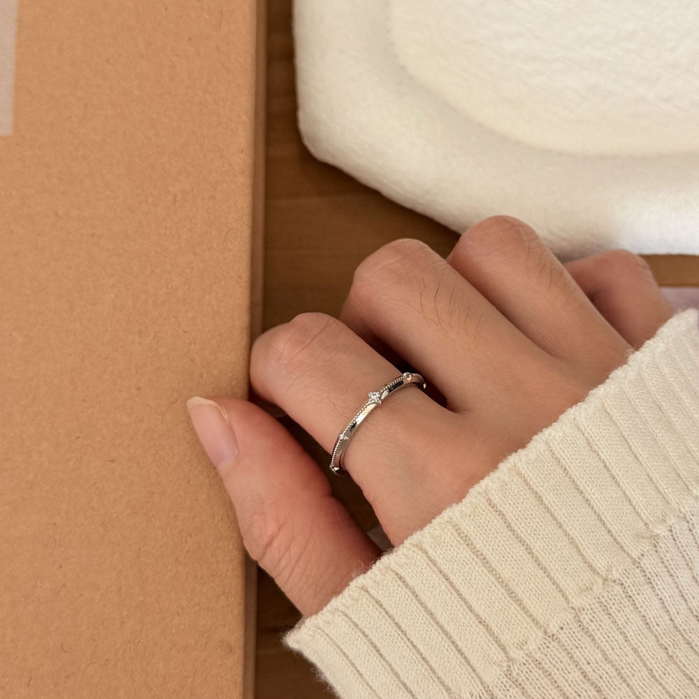 Women's Sier Inlaid Zirconium Love Heart-shaped Fashion Trend Design Twin Ring