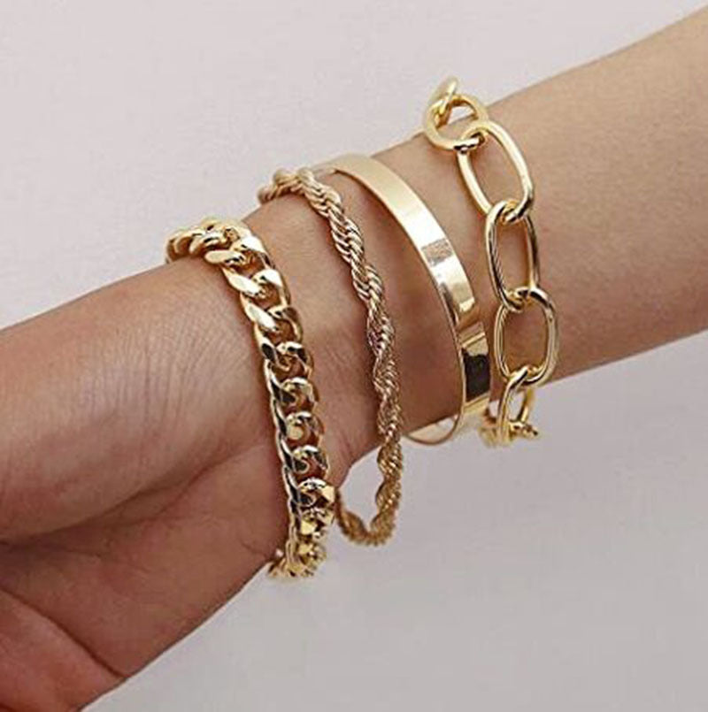 Female Personalized Hip Hop Cuban Jewelry Punk Metal Mix Bracelets