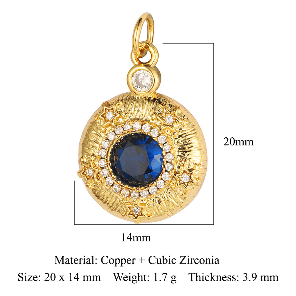 Key Lock Copper Zircon Dark Pattern Pendants